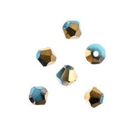 Crystal Lane 4mm Bicone 2-Strand 7in – Opaque Dark Blue with Half Gold Iris