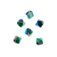 Crystal Lane 4mm Bicone 2-Strand 7in – Opaque Dark Green with Half Blue Iris