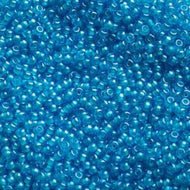 Size 10 Seed Beads - Colorlined Aqua Transparent (B28)